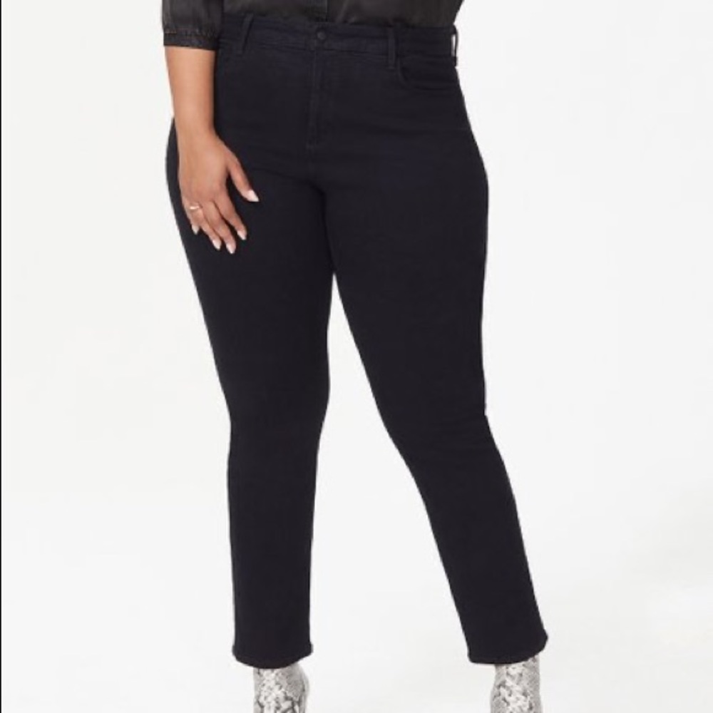 NYDJ Sheri Slim Fit Black Wash Stretch Jeans Plus Size 28W